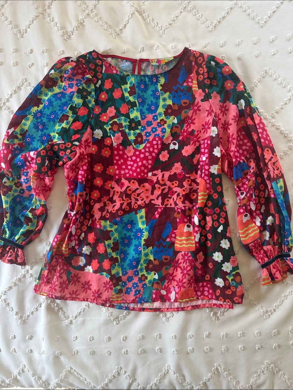 Rosalita McGee Women’s Floral Multicolor Long Sleeve Blouse Size XS